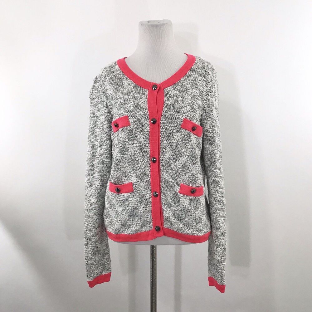 Milly New York Cardigan‎ Sweater Button Cotton Linen Blend M